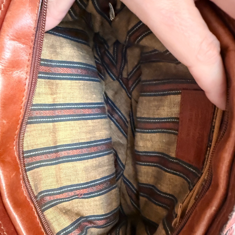 Vintage brown BONANI Basket Weave Leather Crossbody Shoulder Bag Purse - Picture 6 of 12